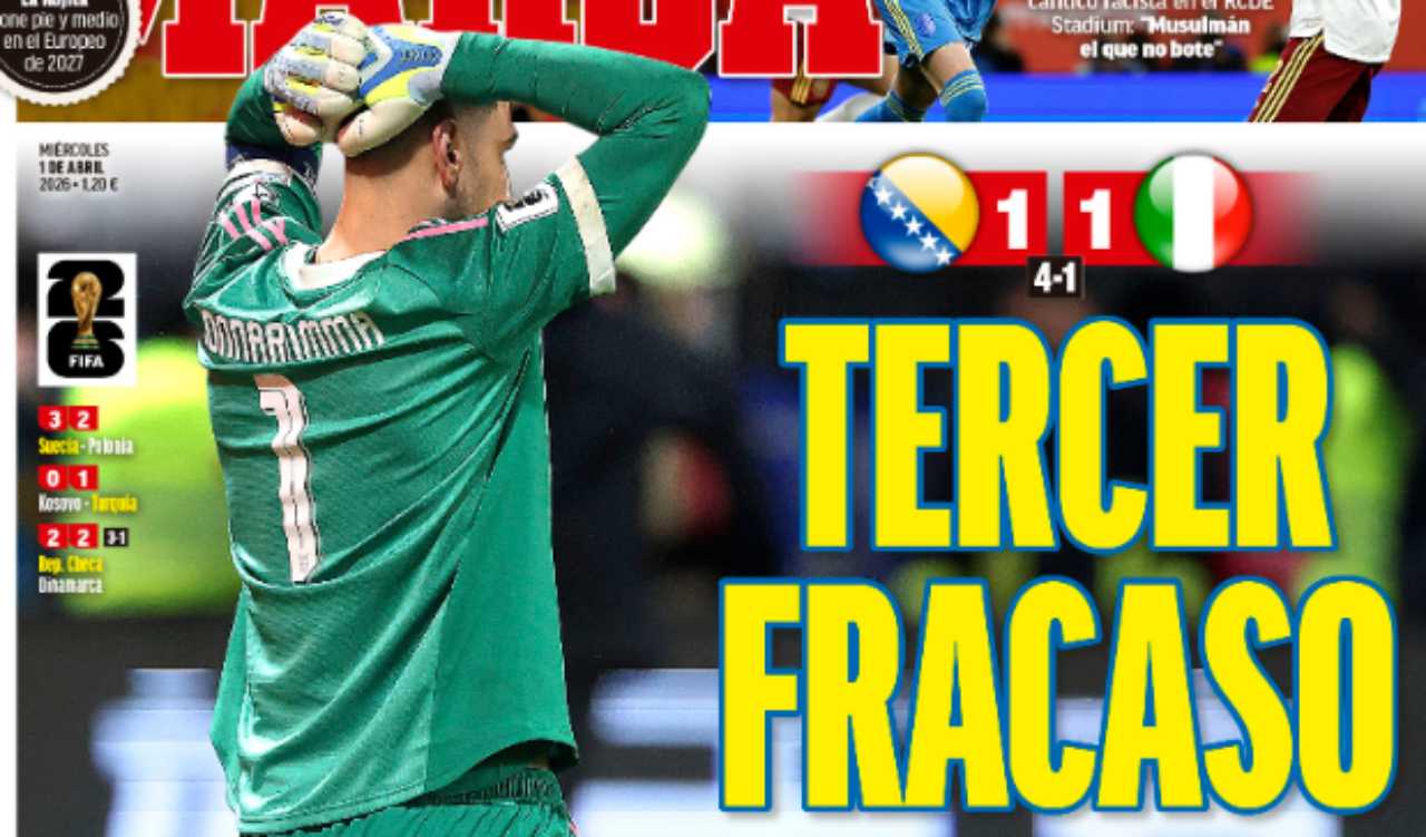 Italia fuori dai Mondiali, come ci vedono all’estero? | “Terzo fallimento mondiale” per Marca, “Italia ancora a casa” per L’Equipe